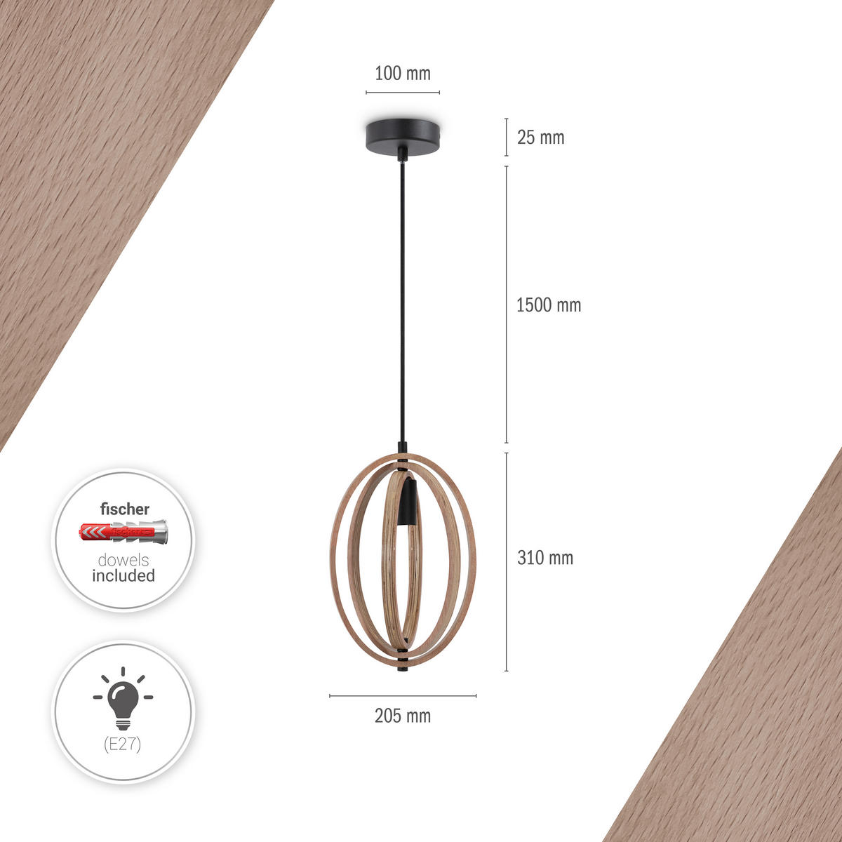 PENDELLEUCHTE Barry S - Schwarz, Metall (20.5/4.2/31cm) - Paco Home