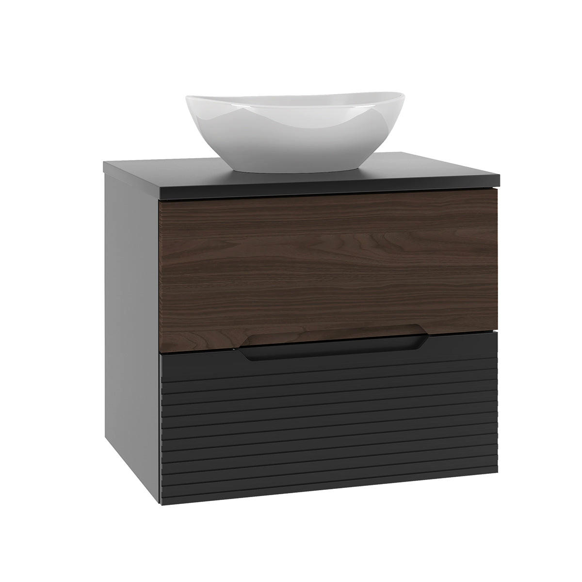 WASCHTISCH 60.6cm Sylla Schwarz und Holz - Schwarz, Holzwerkstoff (60.6/52.2/46.5cm) - Petits-meubles