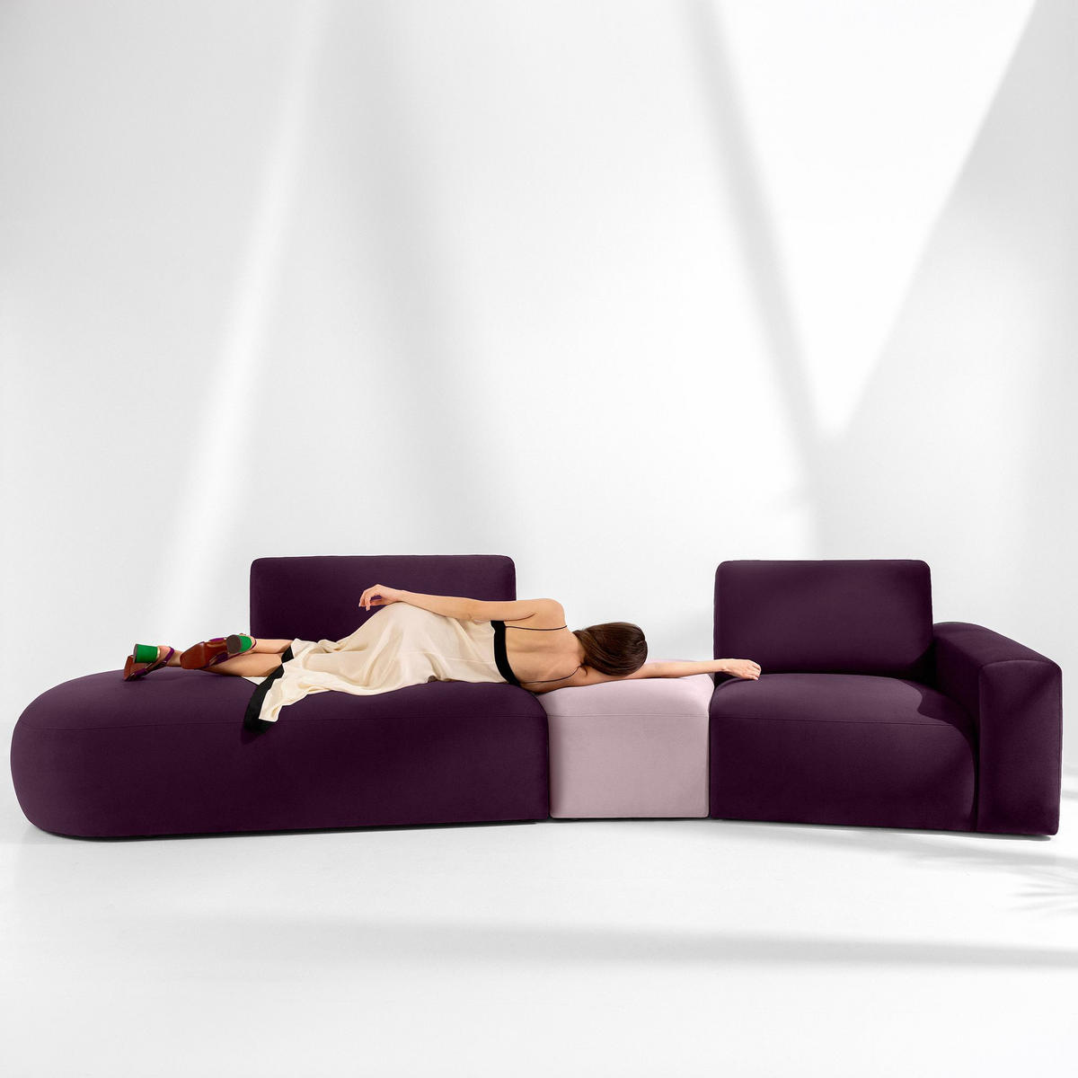 5-SITZER ECKSOFA ZUCCO Velour links, Purpur - Violett, Textil (430/84/105cm) - KONSIMO®