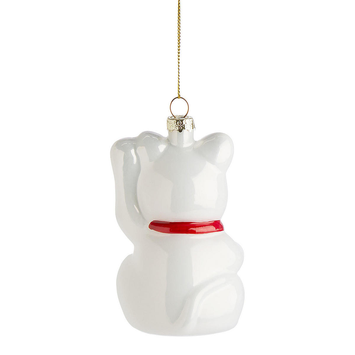 BAUMANHÄNGER Hang On Glückskatze - Weiß, Glas (7/12/6cm) - Butlers