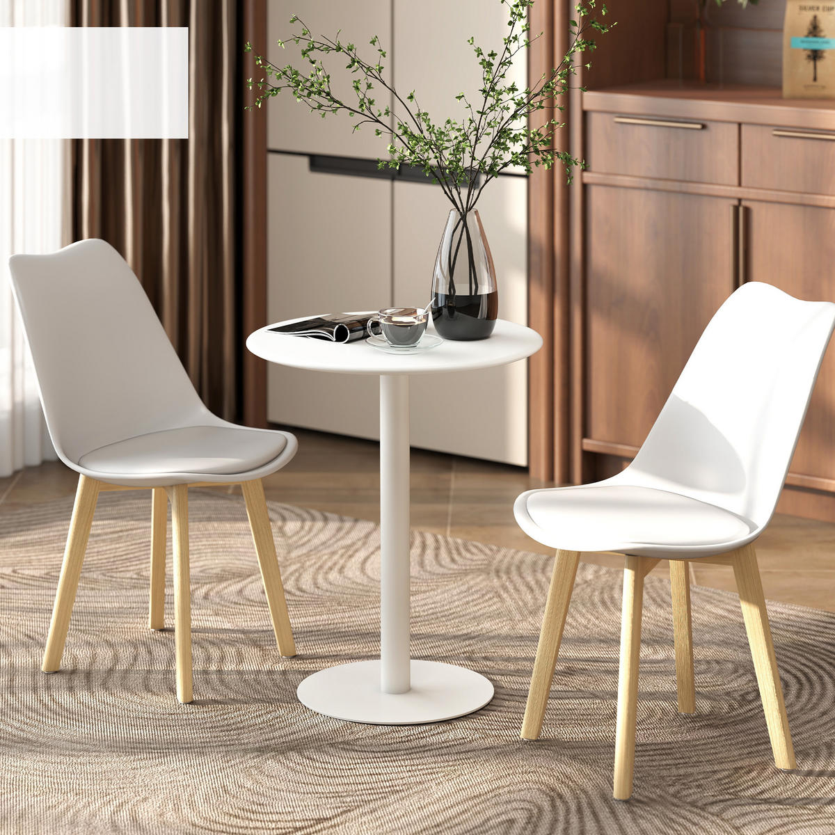 ESSTISCH, Runder Küchentisch für 2 Personen, Moderner Esszimmertisch, Weiß - Weiß, Metall (60/60/72cm) - HOMCOM