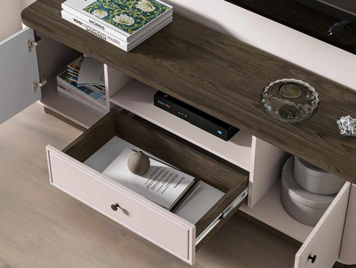 TV-LOWBOARD Vilavio Kaschmir/Eicheoptik Dunkel 160 cm - Taupe/Dunkelbraun, Holzwerkstoff/Metall (160/50/40cm) - Selsey