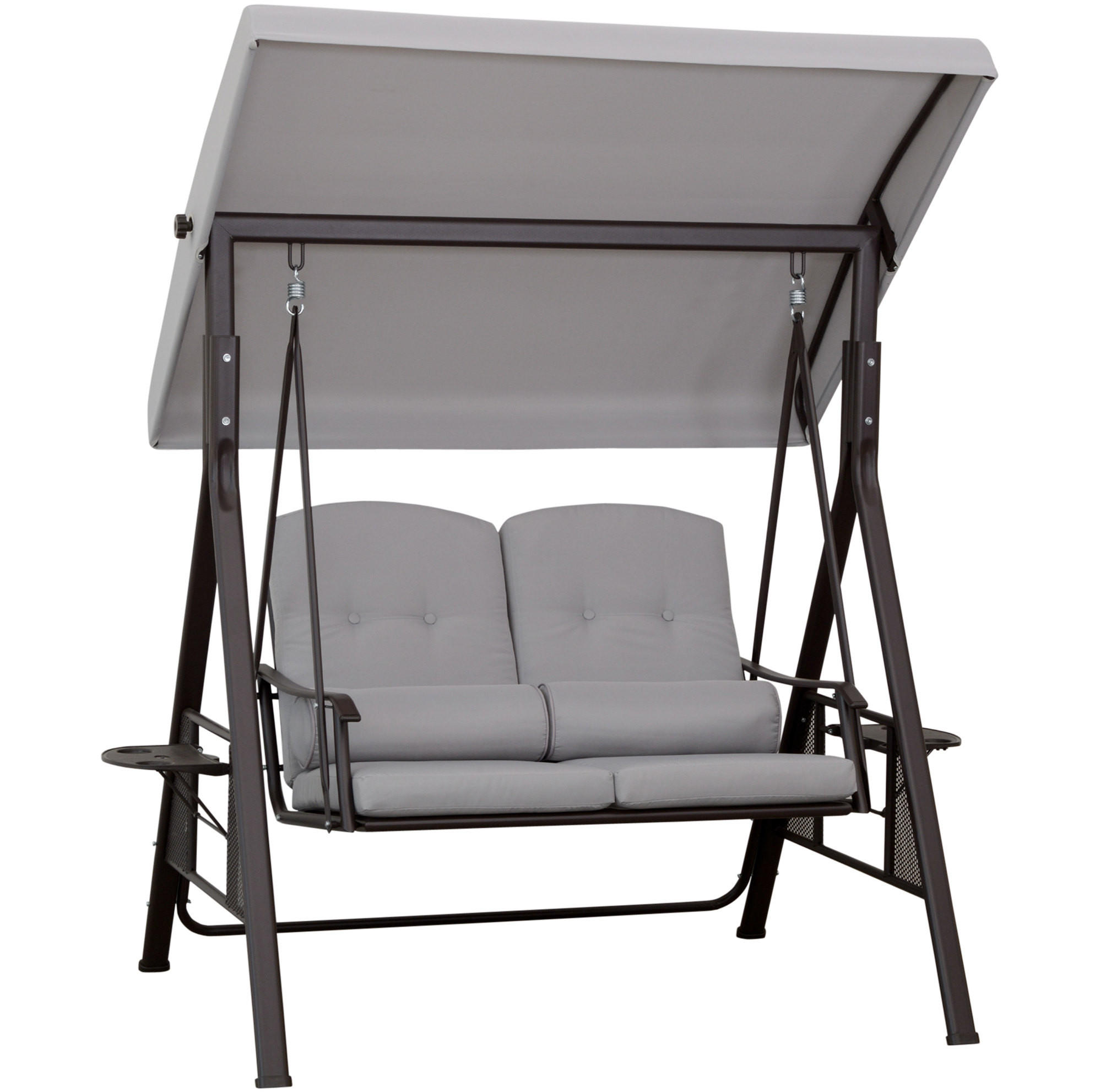 HOLLYWOODSCHAUKEL aus Metall 162x118x173 cm in Grau mit Sonnendach & Ablagen - Grau, Metall (162/173/118cm) - Modfu