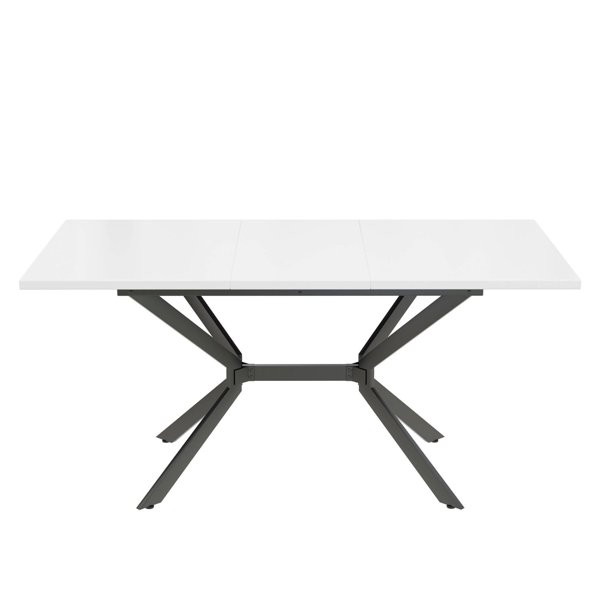 ESSTISCH 120/160/80 cm in Weiß aus MDF, ausziehbar mit schwarzen Metallbeinen - Weiß, Holzwerkstoff (160/75/80cm) - Flora Grace