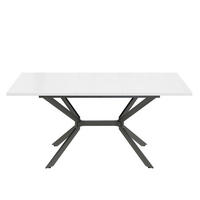 ESSTISCH 120/160/80 cm in Weiß aus MDF, ausziehbar mit schwarzen Metallbeinen - Weiß, Holzwerkstoff (160/75/80cm) - Flora Grace