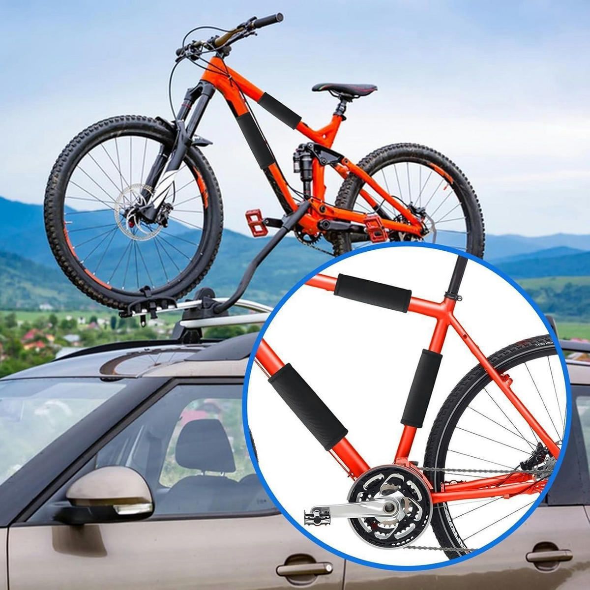 FAHRRAD Rahmenschutz 4er Set S/M/L/XL Neopren - Schwarz, Textil (12/1.5/15cm)
