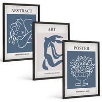BILDER SET 3er Set - 40x60 cm Schwarzer Rahmen - Matisses stilvolle abstrakte Muster - Schwarz, Kunststoff (40/60cm) - TULUP