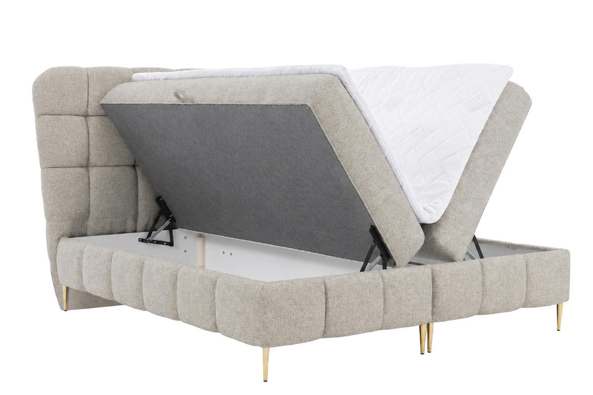 BOXBETT Mit Zwei Bettkasten, Stoff Corbett, Beige, 180x200 cm, LOLLY - Beige, Holz (180/200cm) - Kaiser Möbel