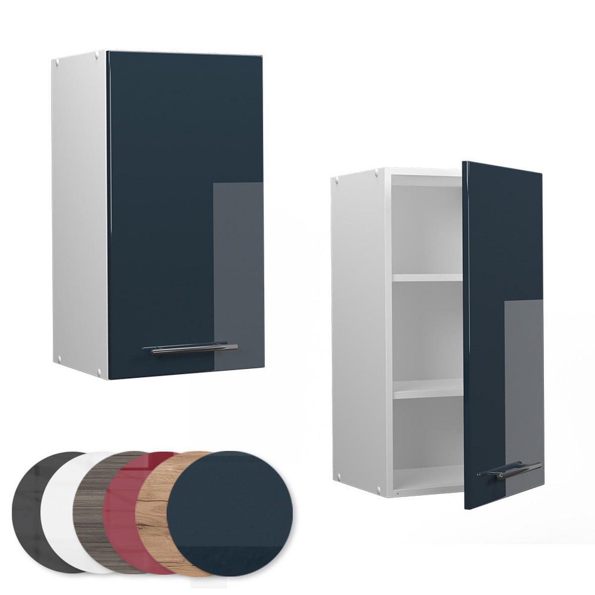 HÄNGESCHRANK Fame-Line Dunkelblau Hochglanz 40 cm - Weiß/Dunkelblau, Holzwerkstoff (40/72/34.1cm) - Vicco