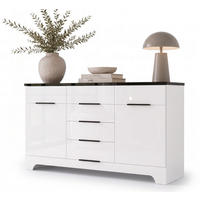SIDEBOARD Verona weiß / weiß Hochglanz 121 / 45 / 91cm - Schwarz/Weiß, Holz/Holzwerkstoff (121/91/45cm) - Feldmann-Wohnen