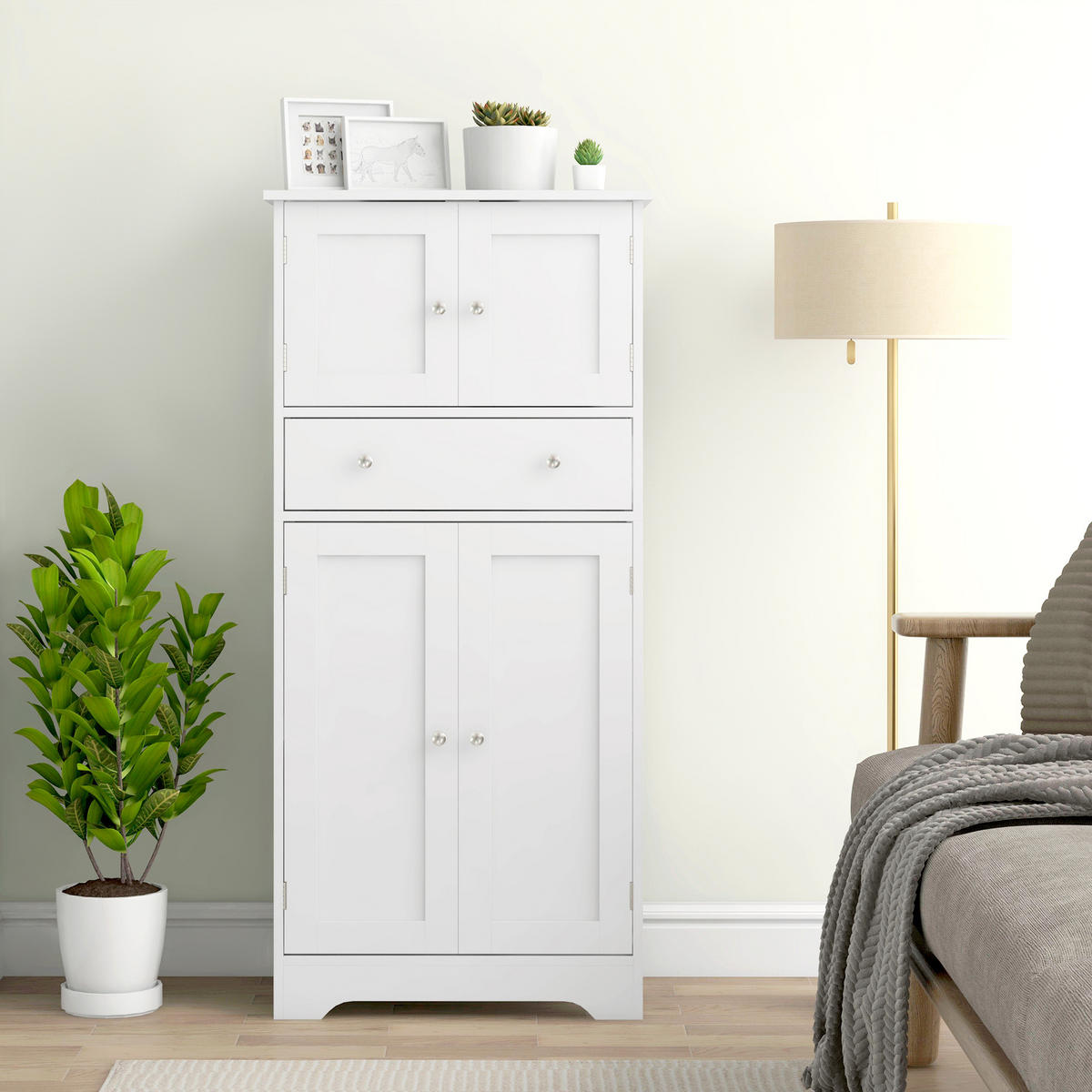 HIGHBOARD DE-11150 Verstellbarer Boden & Schublade Weiß - Weiß, Holzwerkstoff (30/128/60cm) - ComfortXL