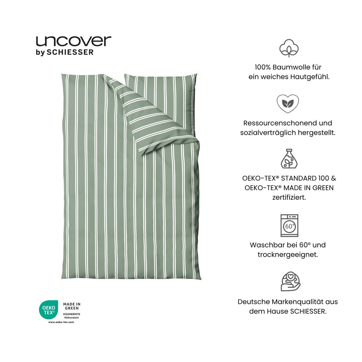 BETTWÄSCHESET Colorado - Renforcé - 2-teilig - 135x200cm - Grün - Grün, Textil (135/200cm) - Uncover by Schiesser