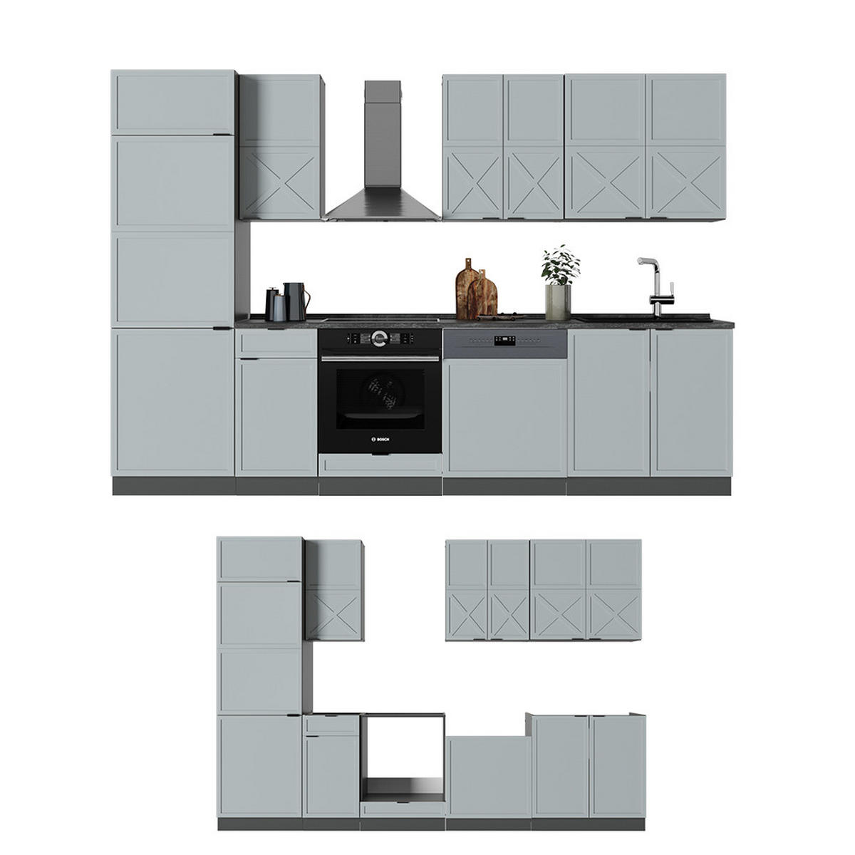 KUCHYŇSKÝ KOUT Fame-Line Světle modrošedá/antracitová - antracitová/světle modrá, kompozitní dřevo (300/81.6/60cm) - Vicco