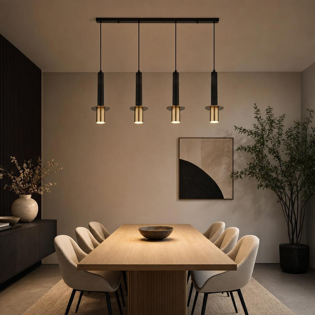 HÄNGELEUCHTE SHANNA, Metall, Schwarz, 4-flammig - Schwarz, Metall (87/12/130cm) - Globo Lighting