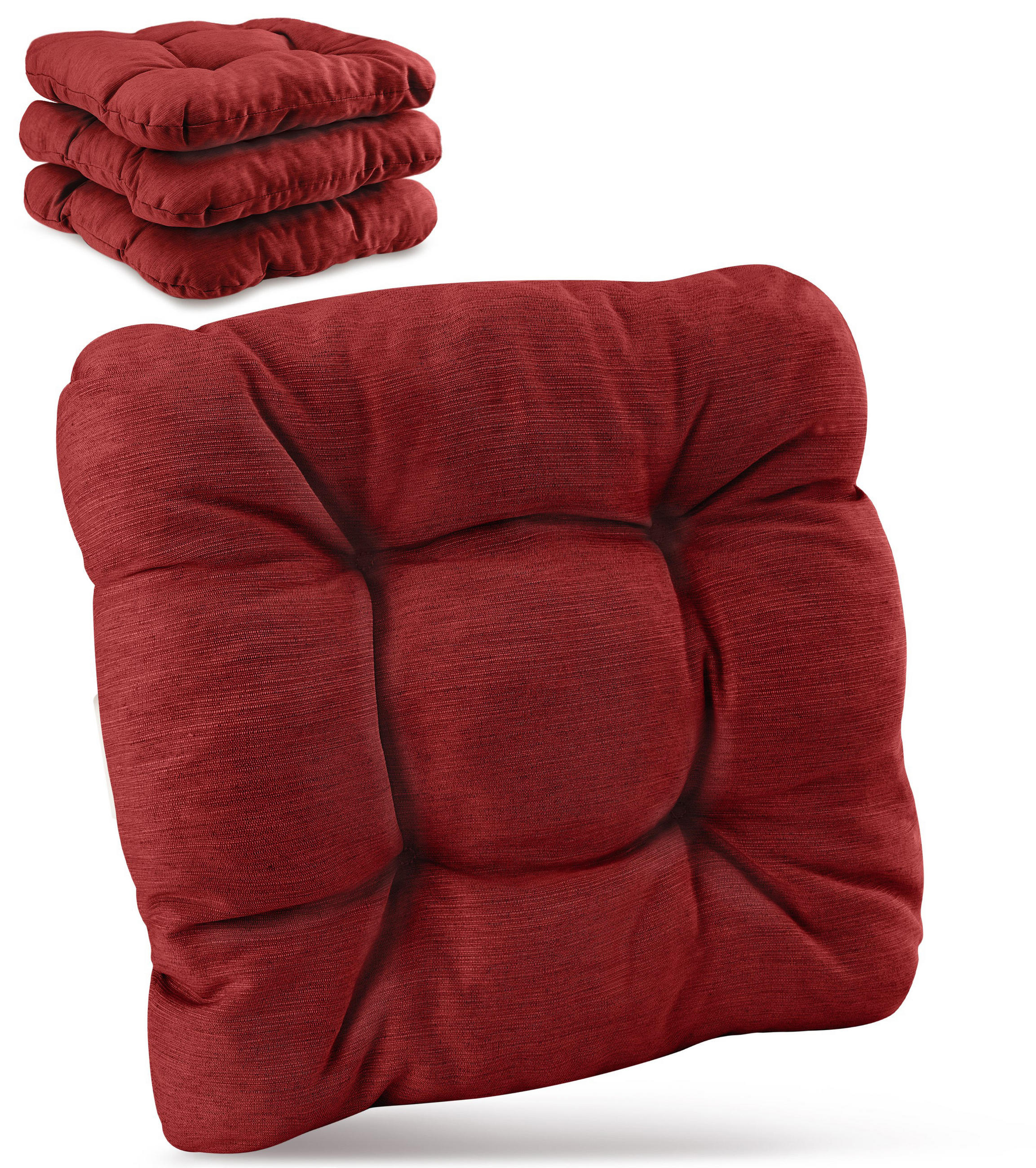 STUHLKISSEN HighLux SK 40/40/8cm Rot (4tlg) - Rot, Textil (40/40/32cm) - Beautissu 