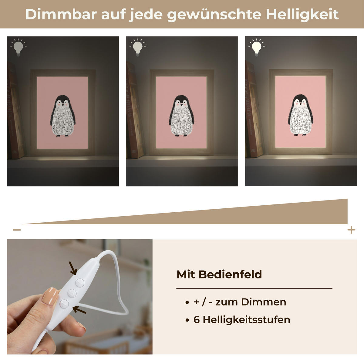NACHTTISCHLAMPE Pinguin - Punkte - Minimalistisch - Rosa 15x20 cm - Rosa, Holzwerkstoff (8/15/20cm)