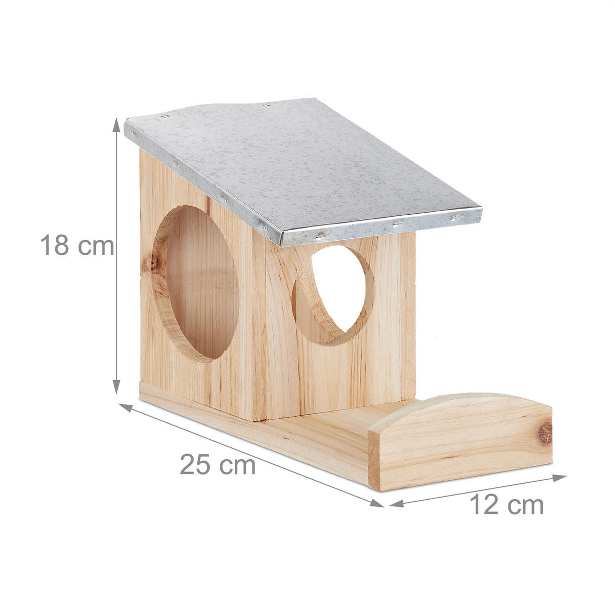 EICHHÖRNCHEN Futterhaus - Hellbraun, Holz/Metall (12/18/25cm) - Relaxdays