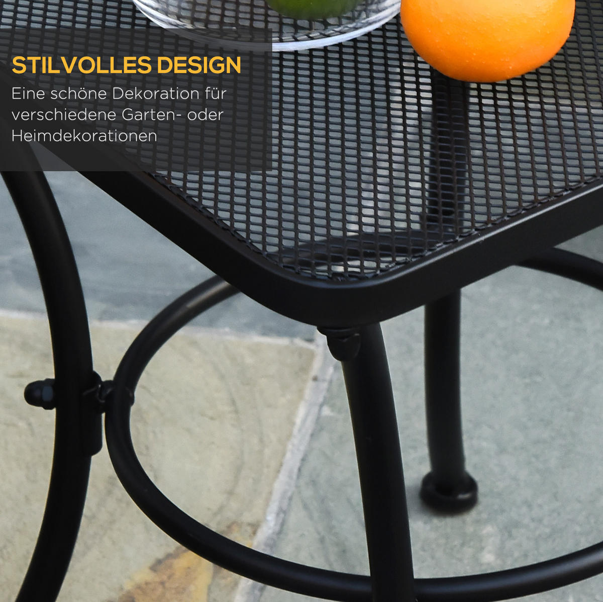 BEISTELLTISCH 45/45/50 cm in Schwarz aus Metall für Garten und Balkon - Weiß, Metall (45/45/50cm) - Flora Grace