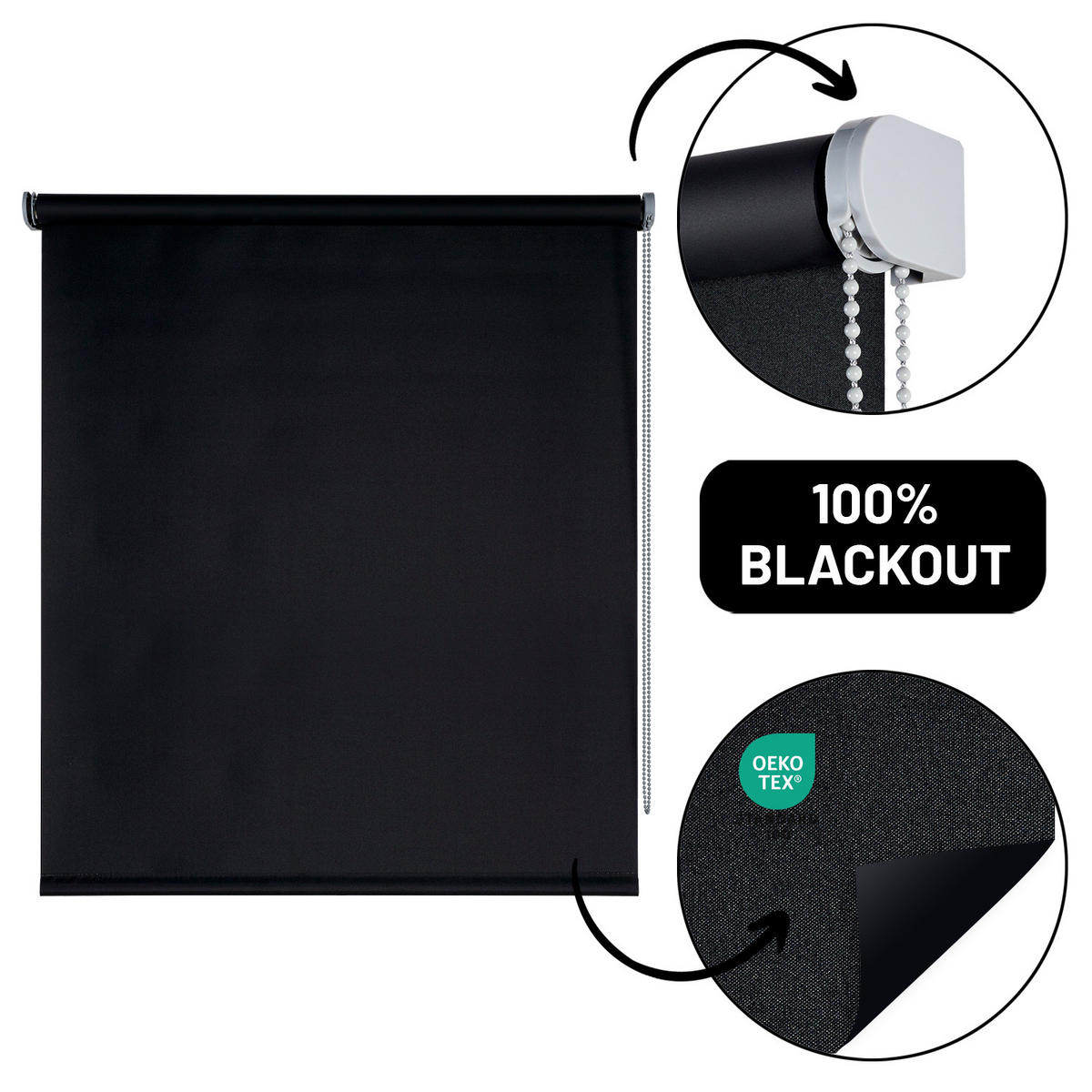 VERDUNKELUNGSROLLO Schwarz 140x250 cm - Schwarz, Kunststoff (140/250cm) - STORESDECO