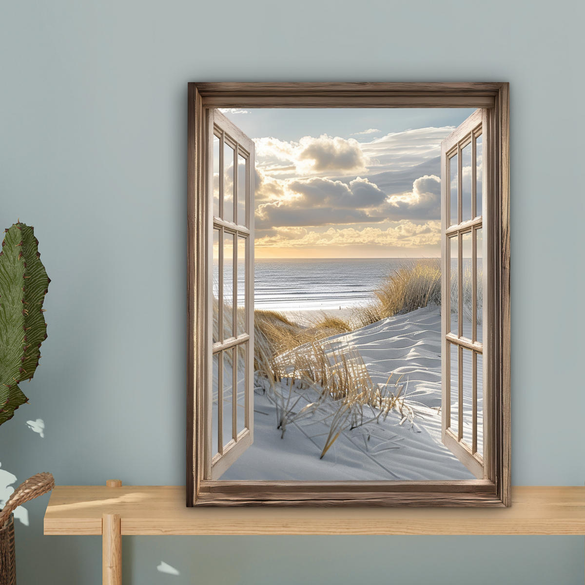 LEINWANDBILD Ausblick - Strand - Dünen - Meer - Natur 30x40 cm - Sandfarben, Textil (30/40cm) - MuchoWow