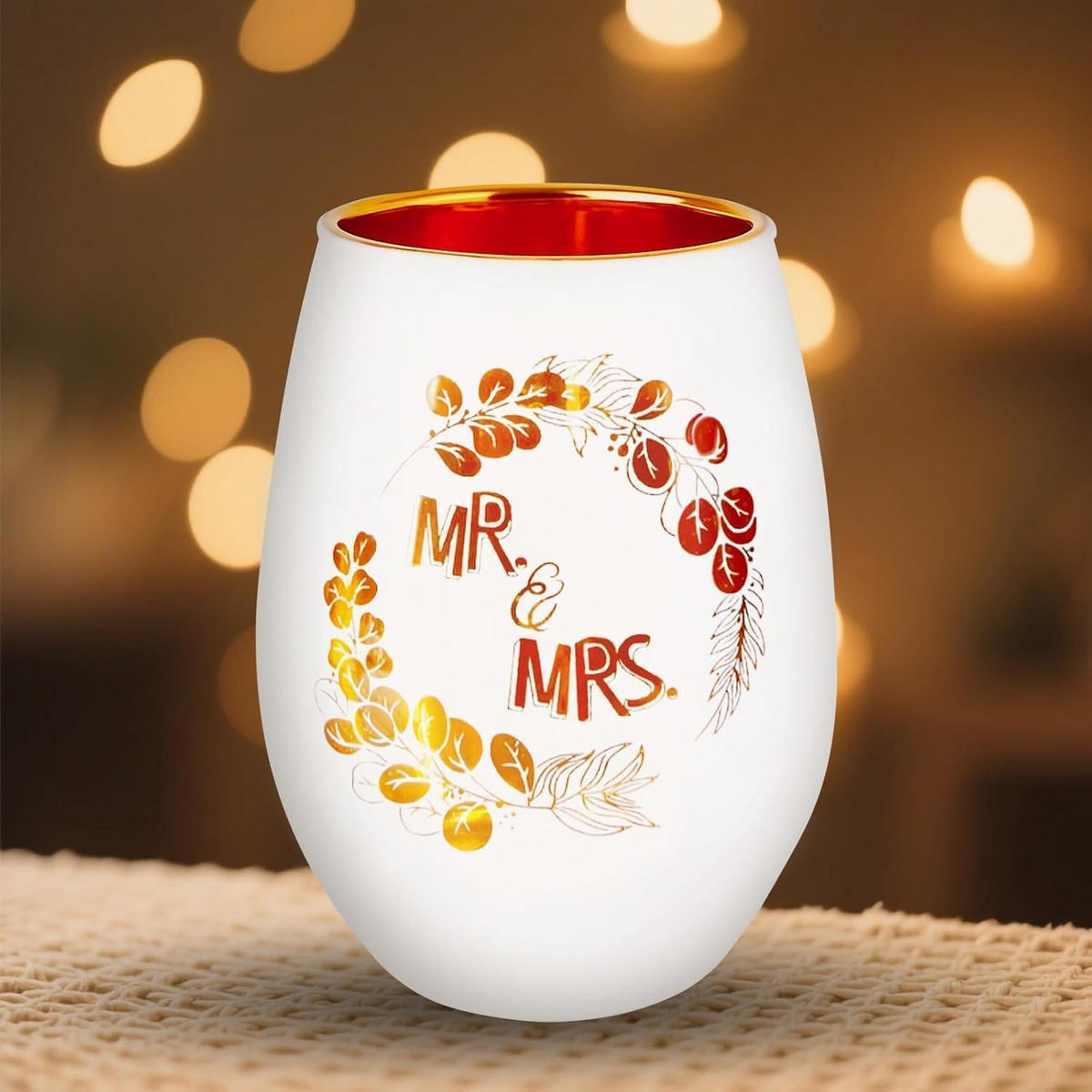 WINDLICHT mit Gravur „Mr & Mrs“ Glas weiß - Weiß, Keramik (1cm)