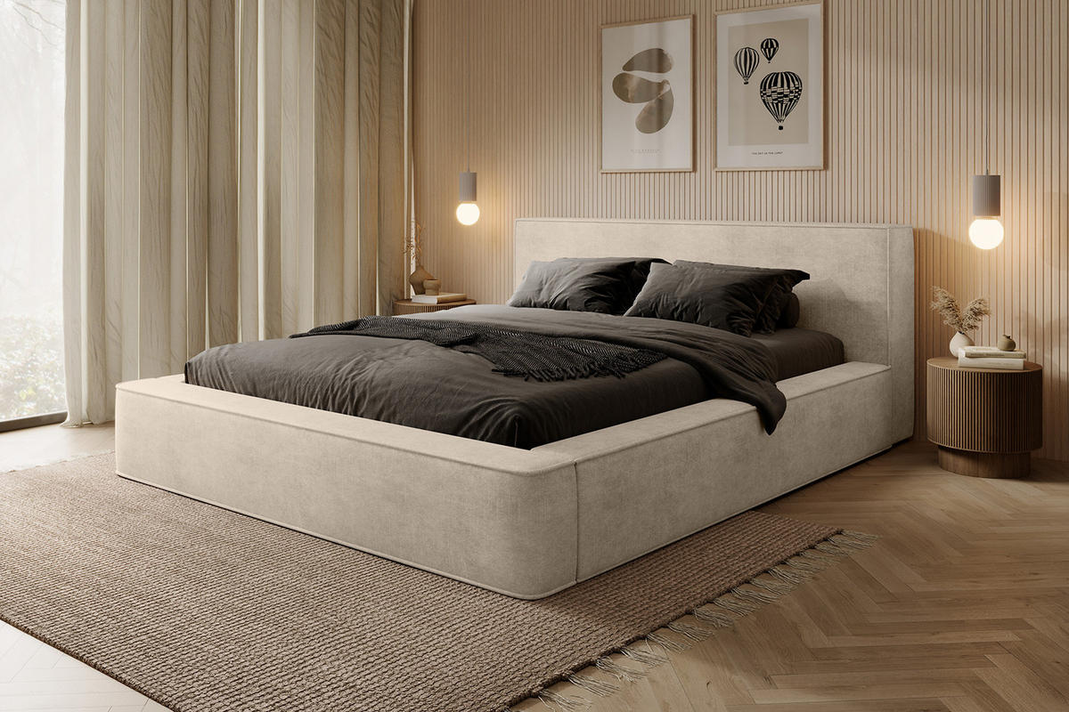 POLSTERBETT MUMMO 160x200 cm, Creme - Creme, Textil (200/160cm) - Fedve