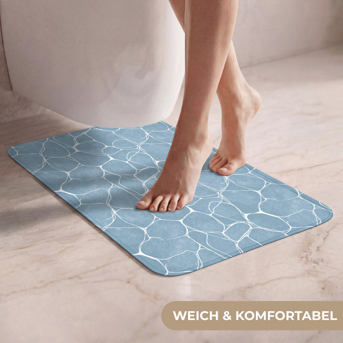 WC PŘEDLOŽKA Organic - vzor - modrá 40x60 cm - světle modrá, textil/plast (40/1cm) - OnlyWow