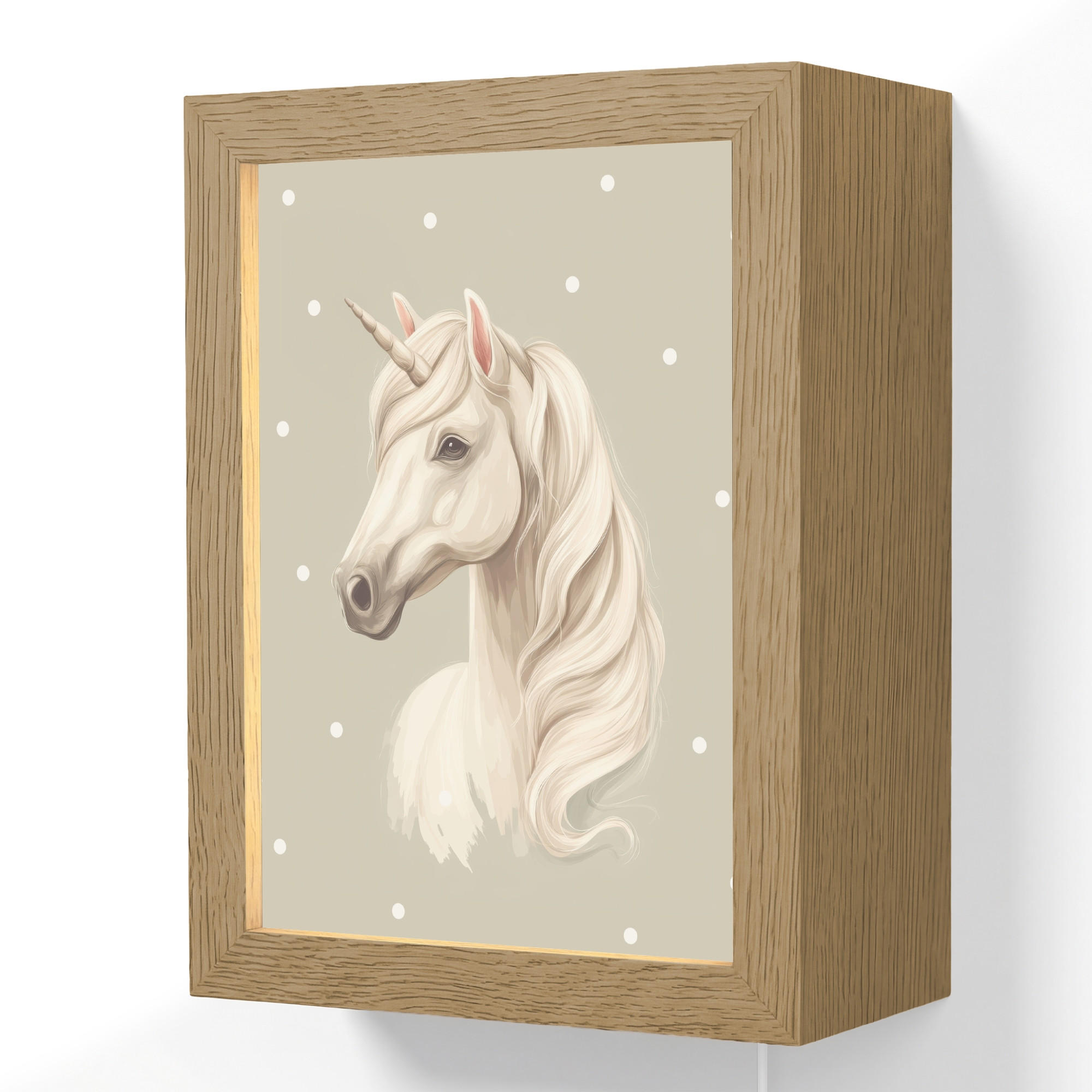 OnlyWow NÁSTĚNNÁ LAMPA Jednorožec - bílý - tečky 15x20 cm