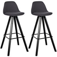 BARHOCKER 2er Set Stoff Dunkelgrau - Dunkelgrau/Schwarz, Holz/Textil (38/99/44cm) - CLP