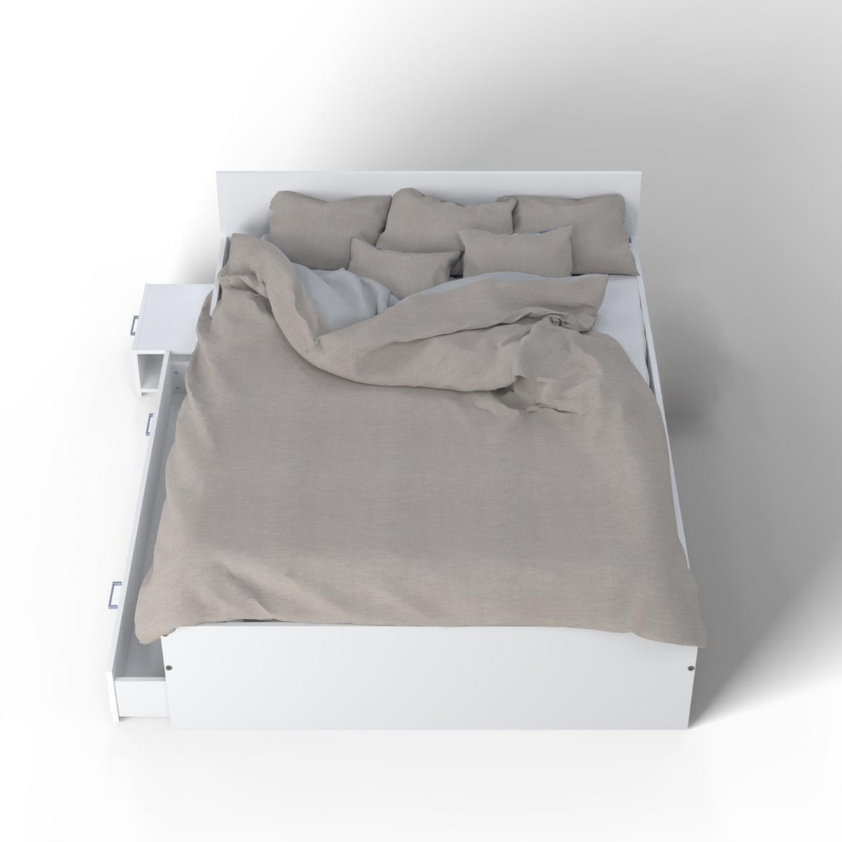 BETT TWIST MIT NACHTTISCH / 160x200 - Weiß - Weiß, Holzwerkstoff (160/200cm) - Weber Industries