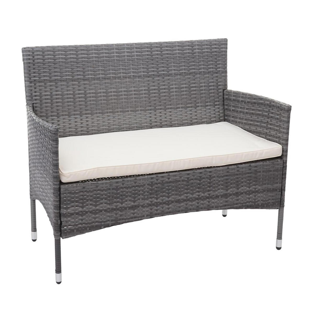 POLY-RATTAN GARNITUR Grau, Cremeweiß - Weiß/Grau, Kunststoff - MCW