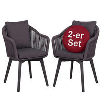 GARTENSTÜHLE Marbella 2er Set - Dunkelgrau/Anthrazit, Metall (63/78/58cm) - Mr. Deko