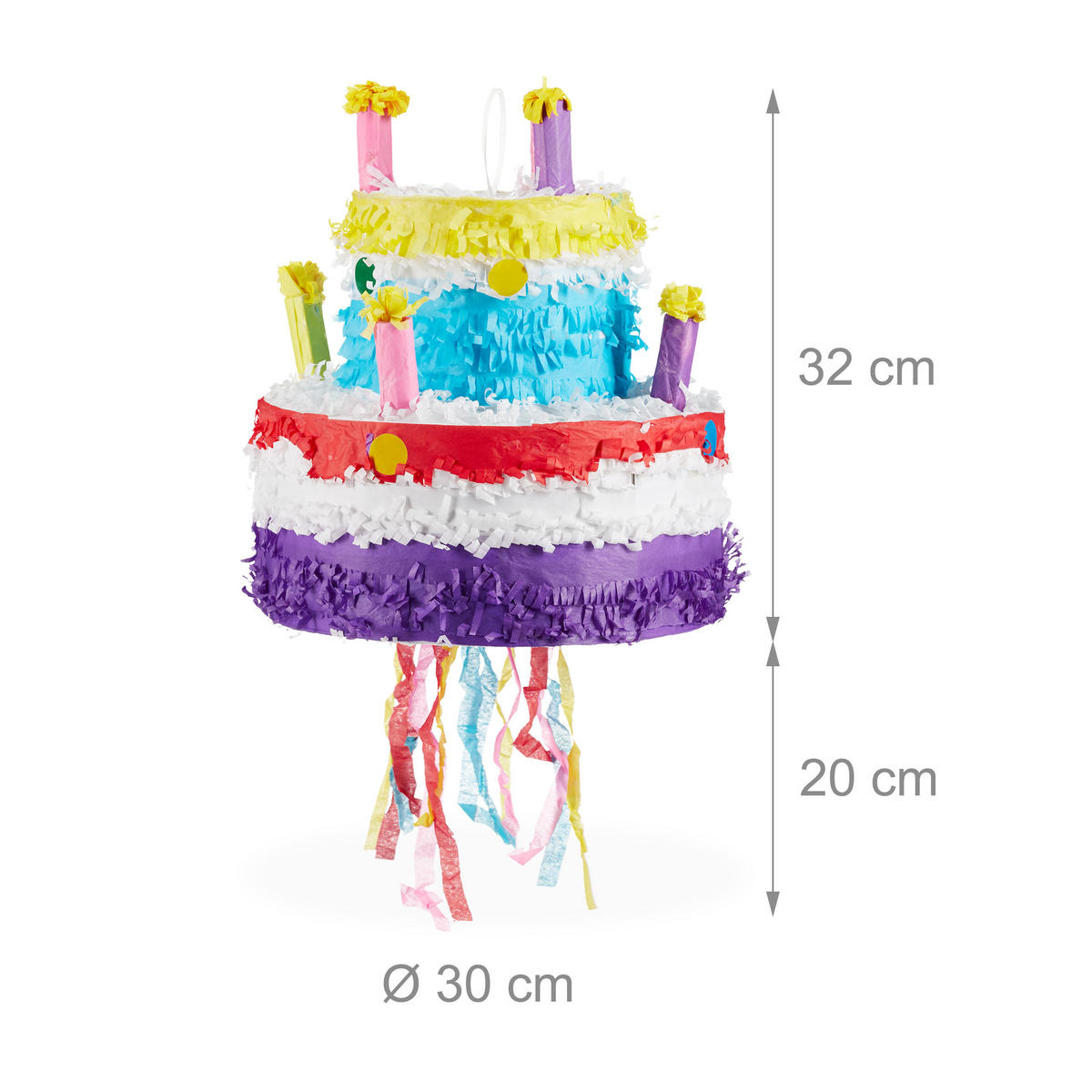 PINATA Geburtstag - Multicolor, Papier (30/32/30cm) - Relaxdays