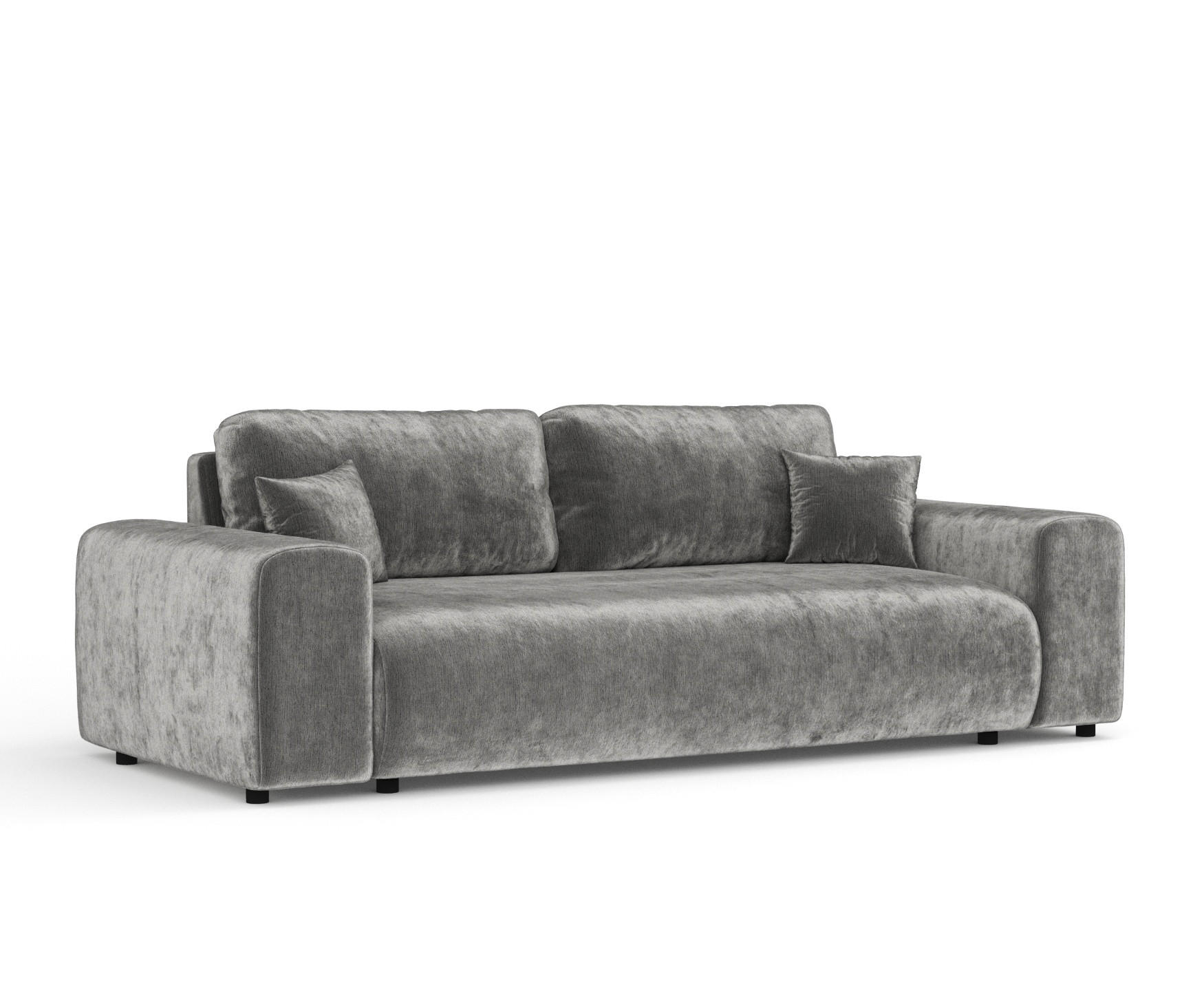 3-SITZER-SOFA Zanzibar Grau Chenille - Schwarz/Grau, Holz/Holzwerkstoff (213/79/108cm) - Maison de Reve