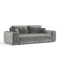 3-SITZER-SOFA Zanzibar Grau Chenille - Schwarz/Grau, Holz/Holzwerkstoff (213/79/108cm) - Maison de Reve