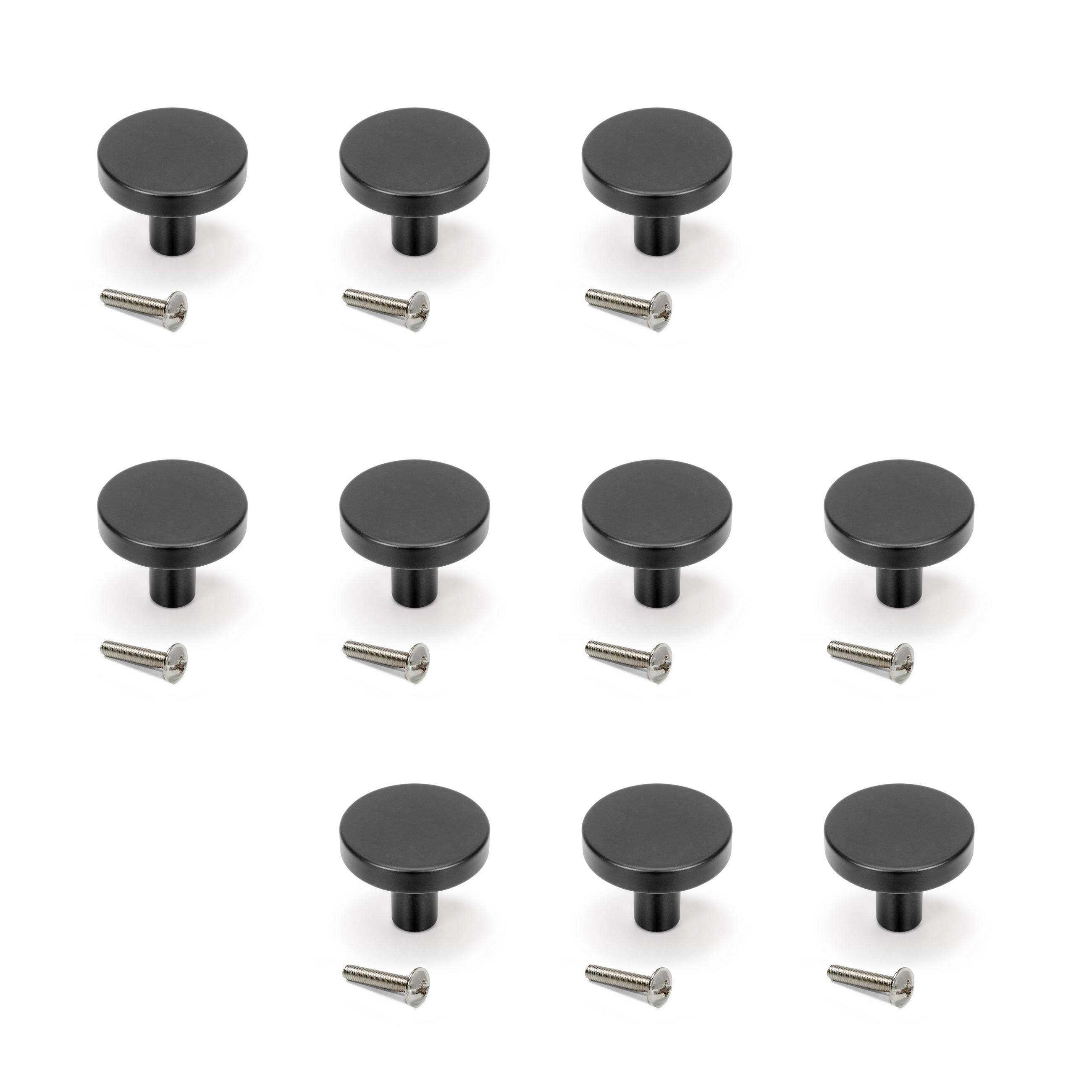 MÖBELKNÖPFE Uppsala, Durchmesser 30mm, Aluminium, Schwarz lackiert 10er-set - Schwarz, Metall (3/3/3cm) - EMUCA