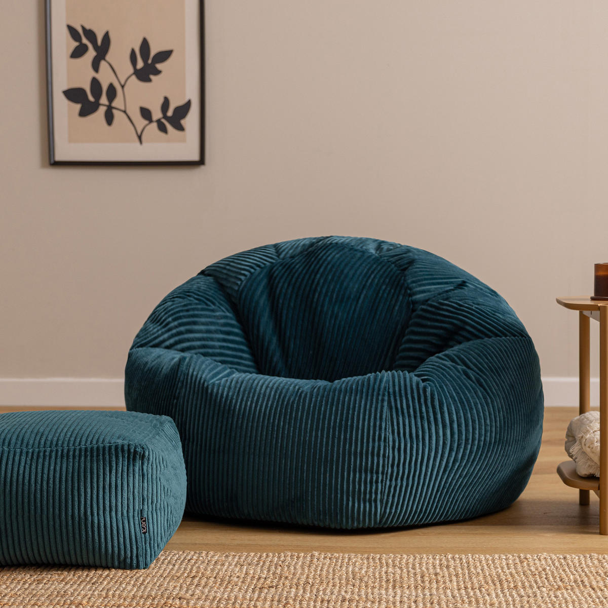 SITZSACK mit Hocker Dalton XXL - Dunkelgrün, Textil (92/52/92cm) - icon