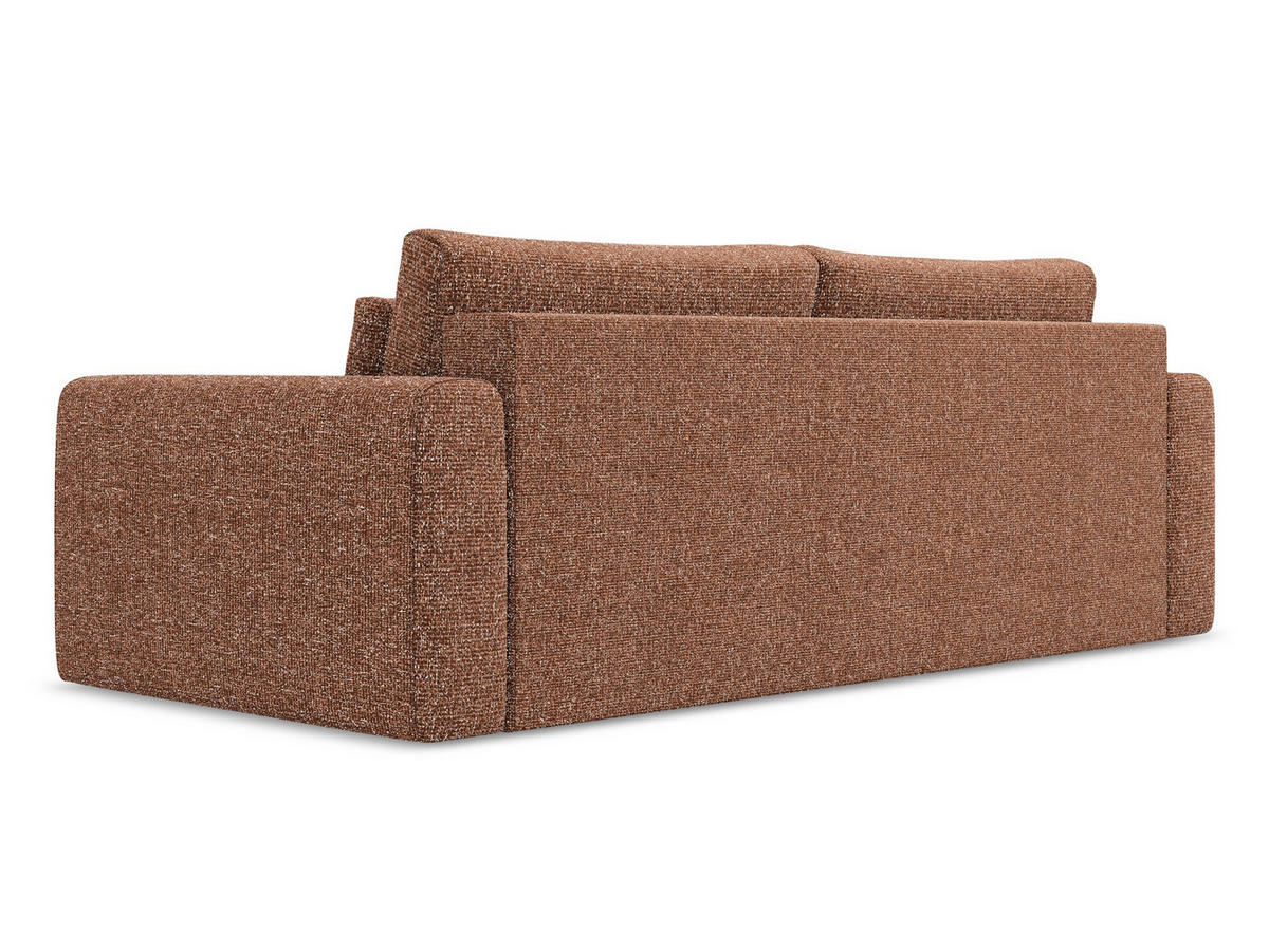 3-SITZER SOFA mit Schlaffunktion Strukturstoff Stoff Orange - Terra cotta/Schwarz, Kunststoff/Textil (238/82/105cm) - Makamii