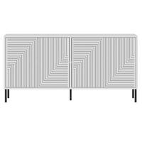 SIDEBOARD mit 4 Türen, gestreift dekoriert 36/150/75 cm - Weiß, Holzwerkstoff (36/75/150cm) - Calicosy