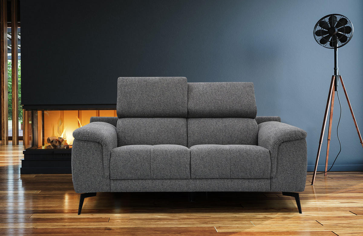 SOFA FIERO 2-Sitzer, dunkelgrau - Dunkelgrau/Schwarz, Holzwerkstoff/Textil (170/82/103cm) - Courtois Laville