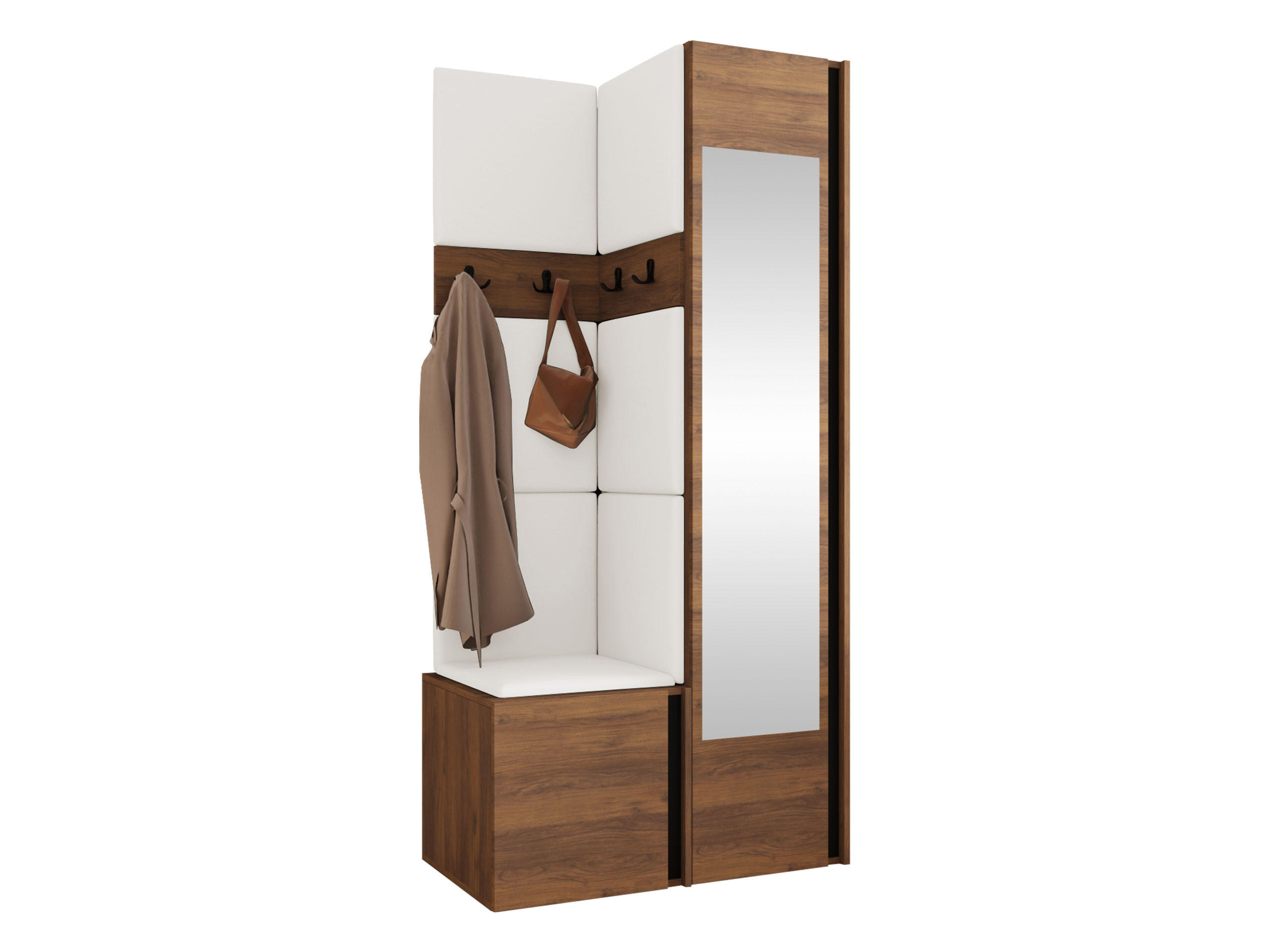 MOBILIER PENTRU HOL Orion XXV - alb/culoare lemn de nuc, material plastic/compozit lemnos (82/186/46cm) - MIRJAN24