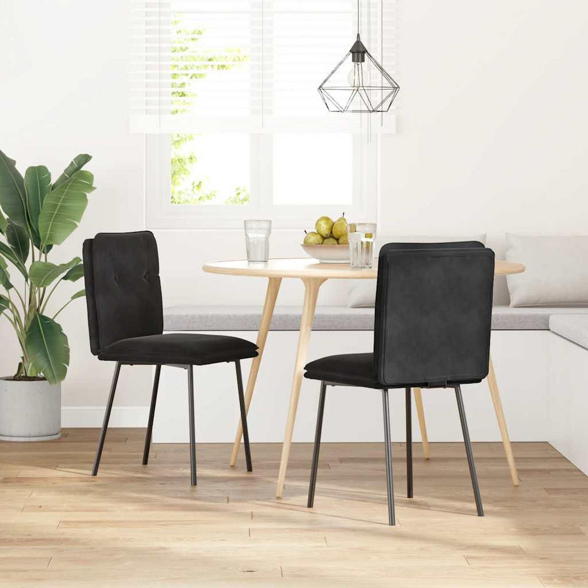 ESSZIMMERSTÜHLE 2 Stk. Schwarz Samt 45*54*83cm - Schwarz, Metall (45/83/54cm) - ZMH