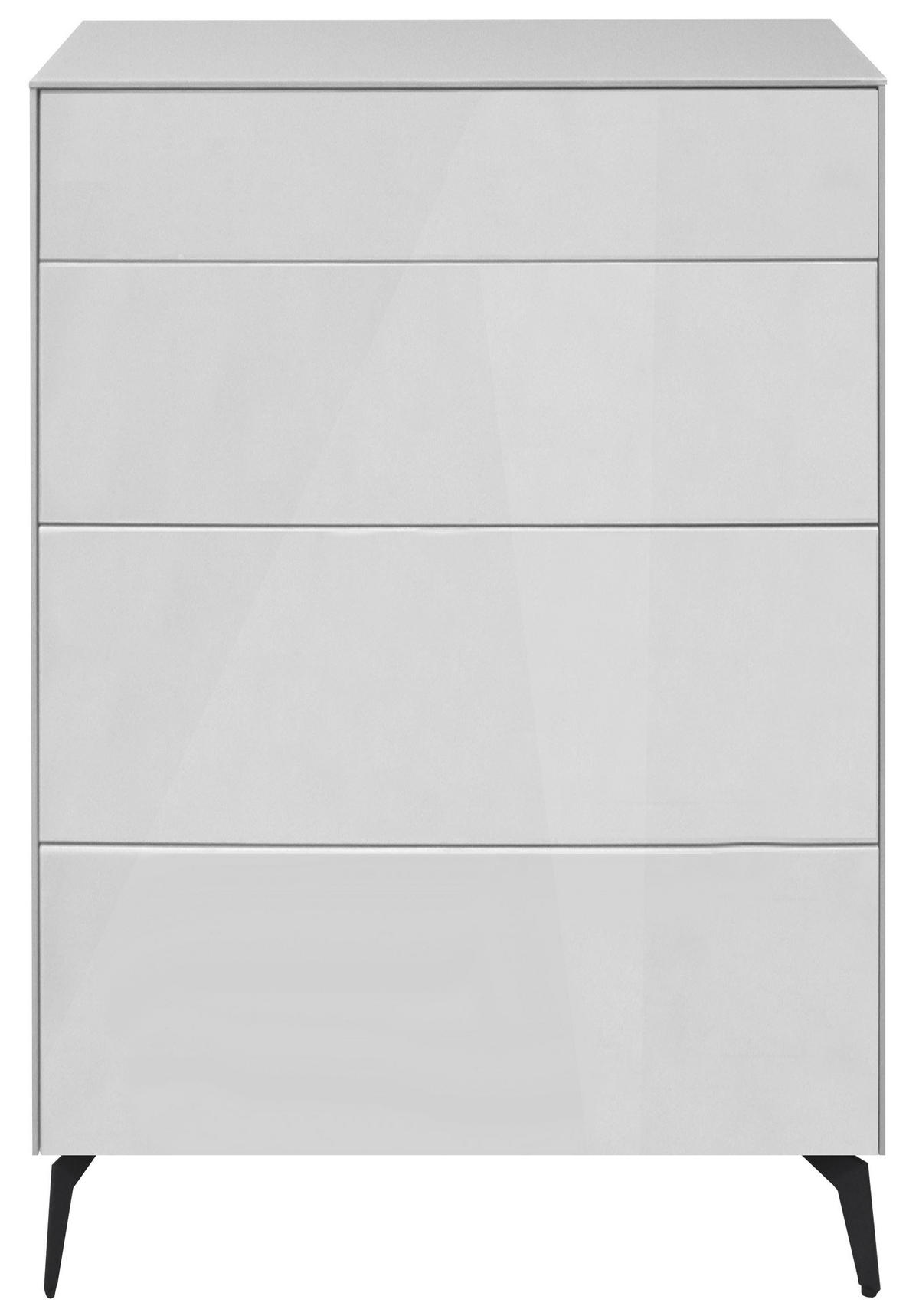 KOMMODE Elfi 82x42x104 Hochglanz Kreidegrau/Glas Kreidegrau - Hellgrau, Holzwerkstoff (82/104/42cm) - 58aufmkessel