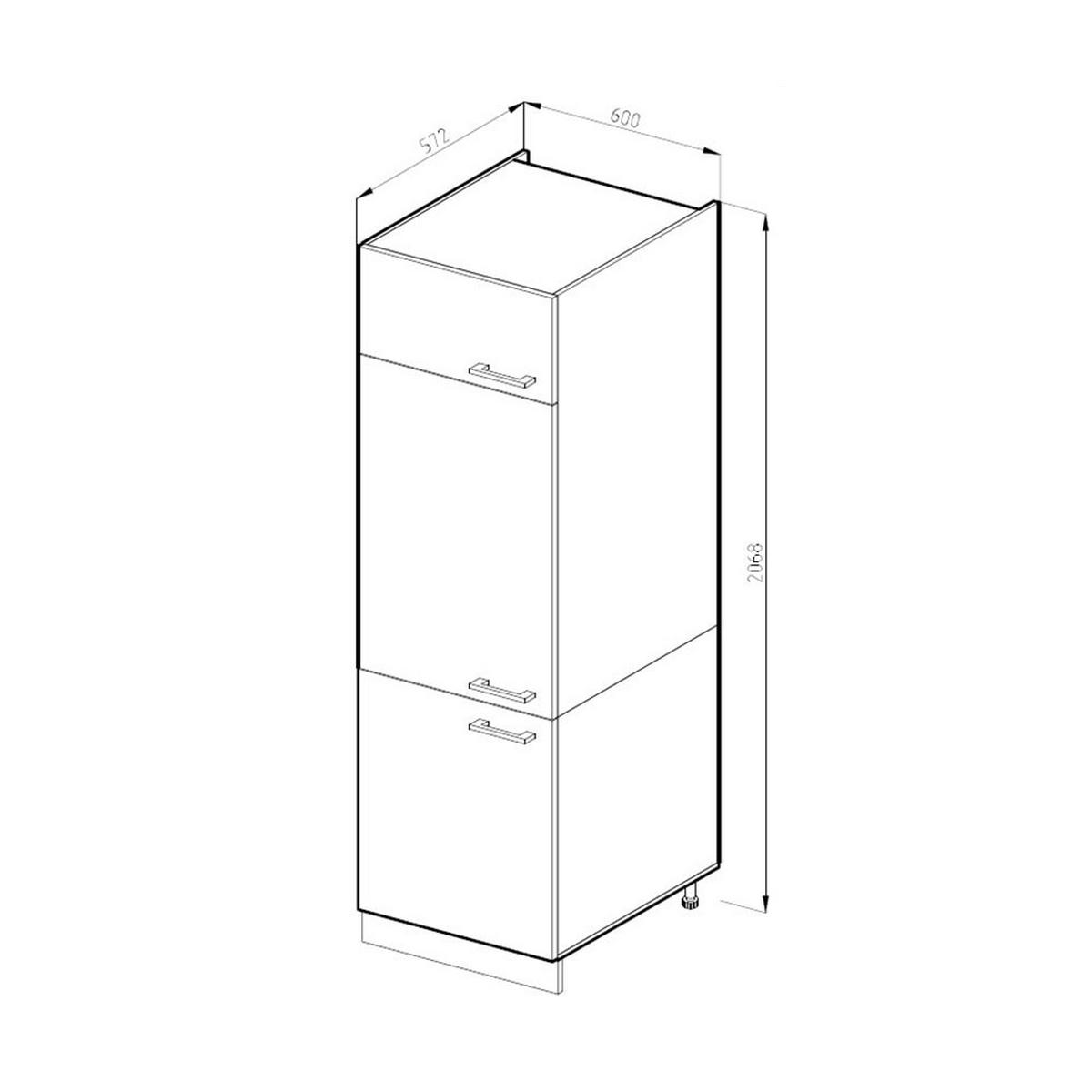 KÜHLUMBAUSCHRANK R-Line Weiß Hochglanz 60 cm - Weiß Hochglanz/Weiß, Holzwerkstoff (60/206.8/57.2cm) - Vicco