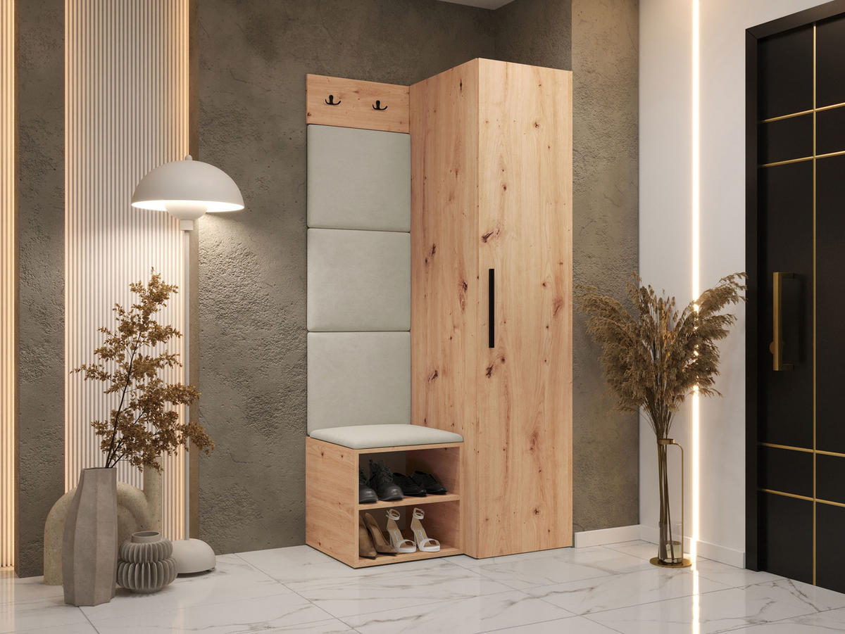 GARDEROBEN-SET Medi III - Beige/Schwarz, Holzwerkstoff/Kunststoff (40/191/50cm) - MIRJAN24