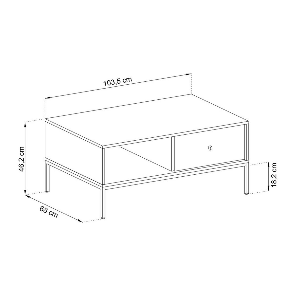 COUCHTISCH Monne Beige 68 x 104 cm - Beige/Schwarz, Holzwerkstoff/Metall (68/104/46cm) - Selsey