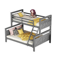 ETAGENBETT 90/140/200 cm mit Leiter, Sicherheitsgeländer und Umbaufunktion zu 2 Betten, Grau - Grau, Holzwerkstoff (140/200cm) - Redom