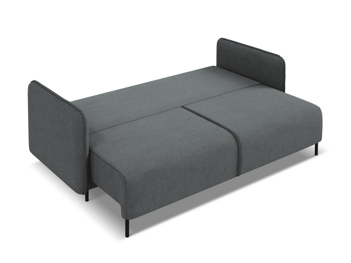 3-SITZER SOFA mit Schlaffunktion Strukturstoff Stoff Grau - Schwarz/Grau, Holz/Textil (226/90/92cm) - Makamii