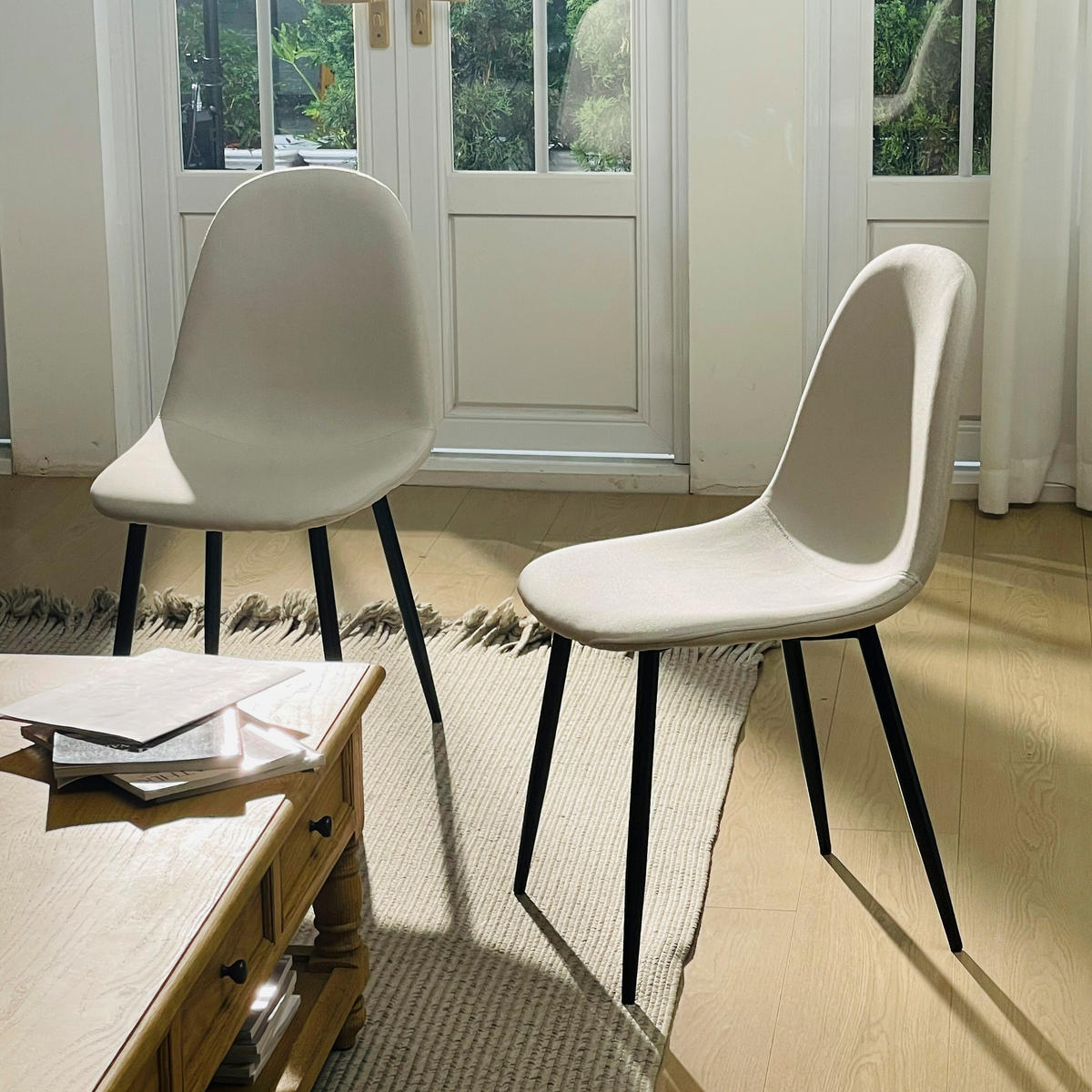 ESSZIMMERSTUHL 4er-Set Stoffbezug & Metallbeine - Beige/Schwarz, Holzwerkstoff/Textil (41/85/42cm) - Urban Meuble