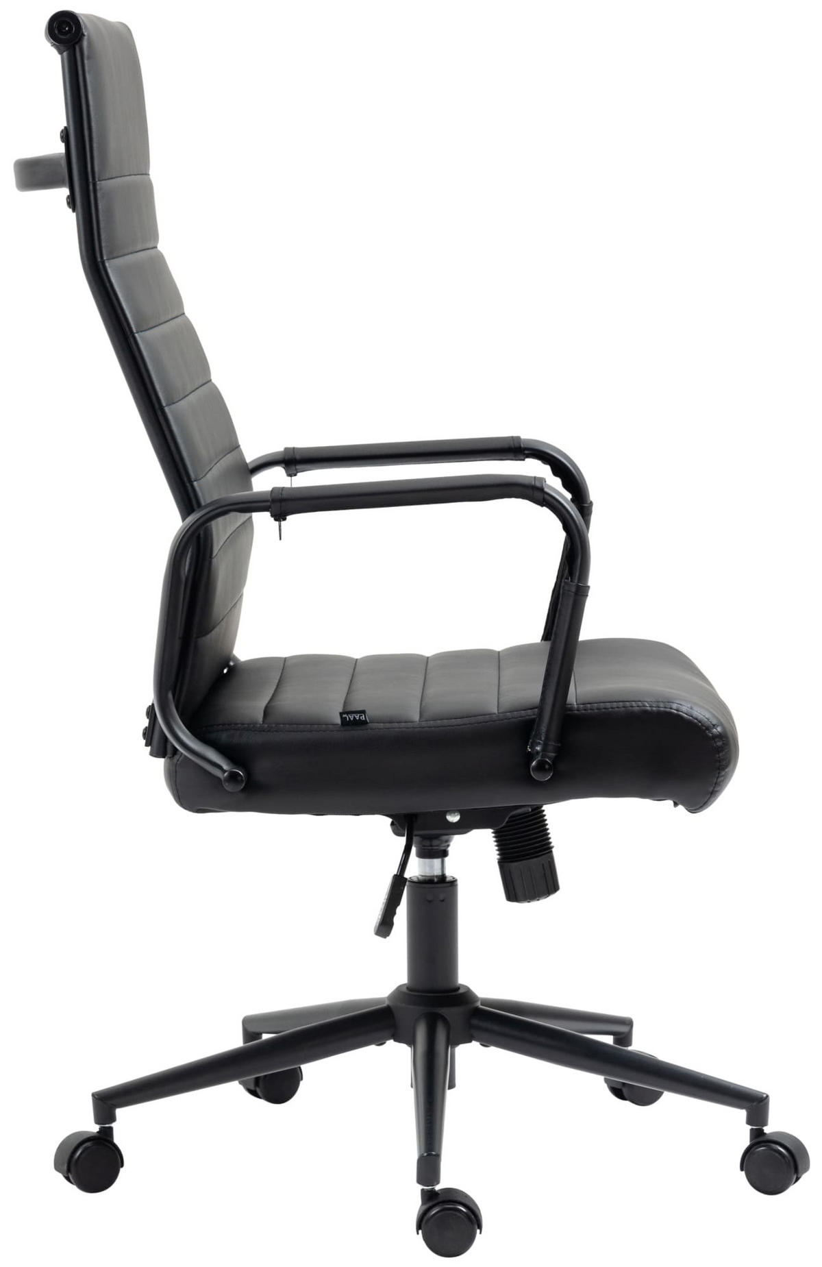 DREHSTUHL Lederlook schwarz/schwarz - Schwarz, Textil/Metall (58/105/66cm) - CLP
